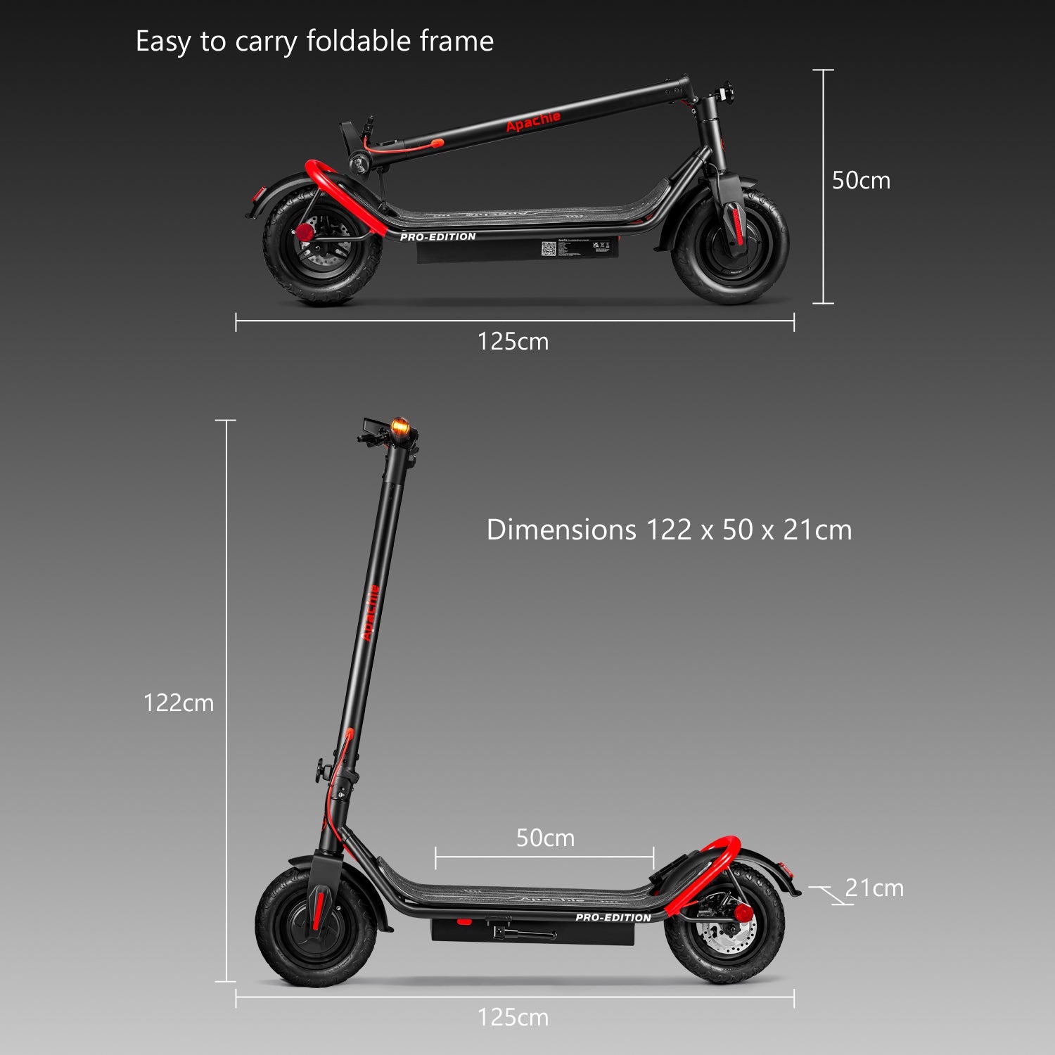 Apachie 500W Pro Edition Adult Electric Scooter - RED