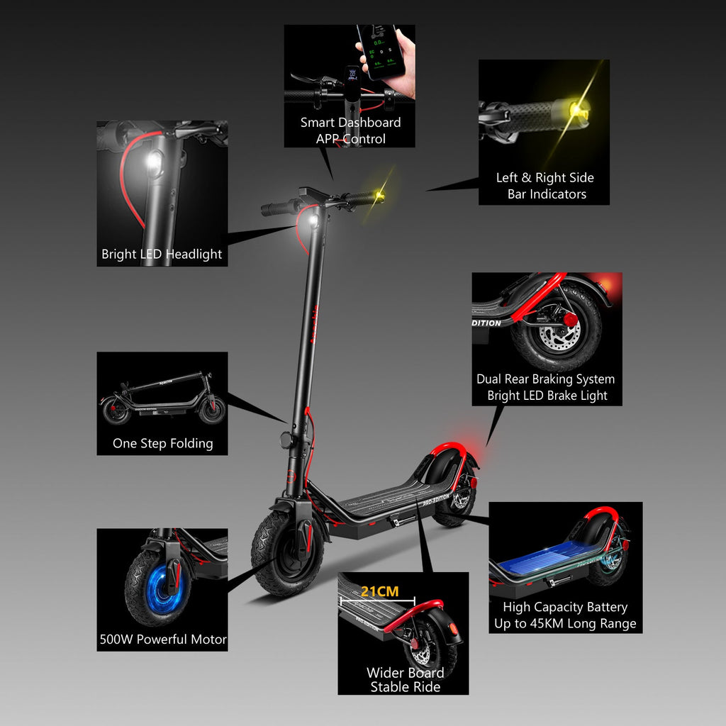 Apachie 500W Pro Edition Adult Electric Scooter - RED