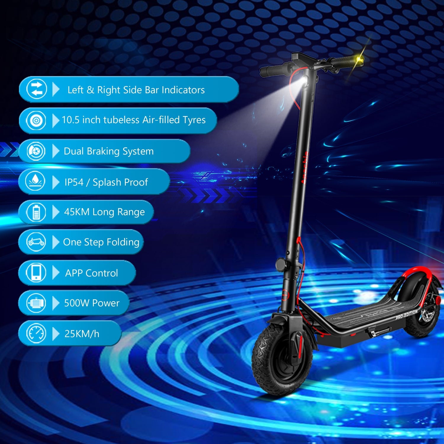 Apachie 500W Pro Edition Adult Electric Scooter - RED